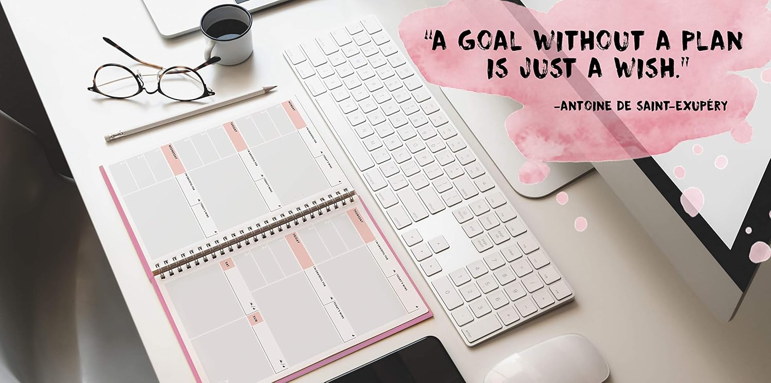 Weekly Planner 2.0 by Panda Planner 2020-2021 - 1 Year Monthly Calendar and Weekly Organizer Notebook - Spiral Bound Wire Binding 12 Month Weekly Planner - 8.25" x 5.75" - Black : Office Products