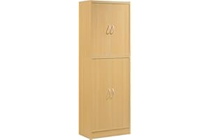 Hodedah 4 Door Kitchen Pantry with Four Shelves, Beech