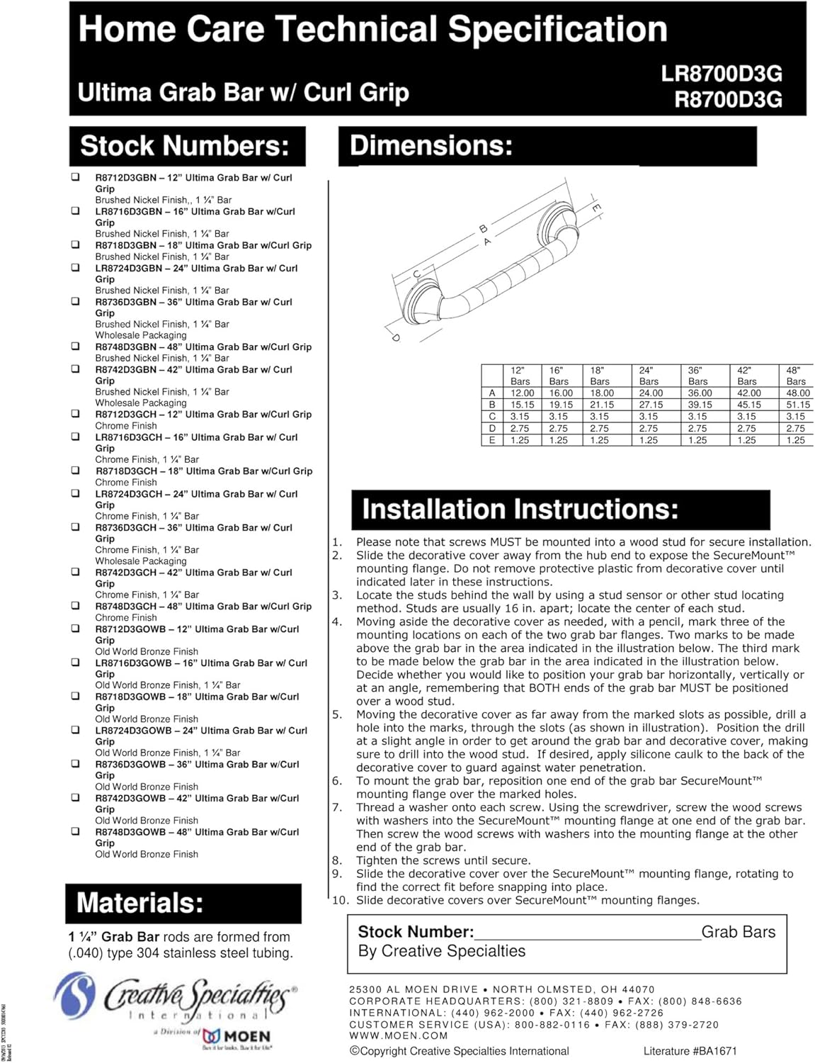 Moen LR8724D3GOWB Ultima 24-Inch Designer Grab Bar with Curl Grip, Old World Bronze: Home Improvement
