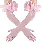zeasciosd Women's Long Puff Sleeve Oversize Ruffle Cuff Sheer Gloves Tulle Mesh Gloves for Wedding Opera Party Costume