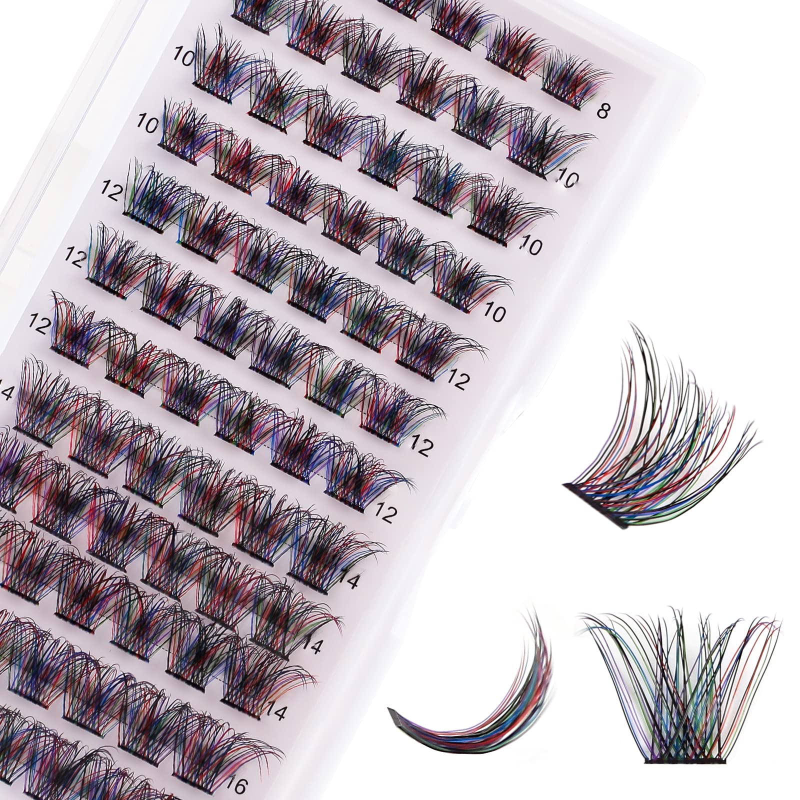 Lashes Cluster 72 Pcs Individual Lashes D Curl 8-16 mm Length, DIY Eyelash Extension False Lashes Soft Fluffy Cluster Eyelas (Color) — image 1