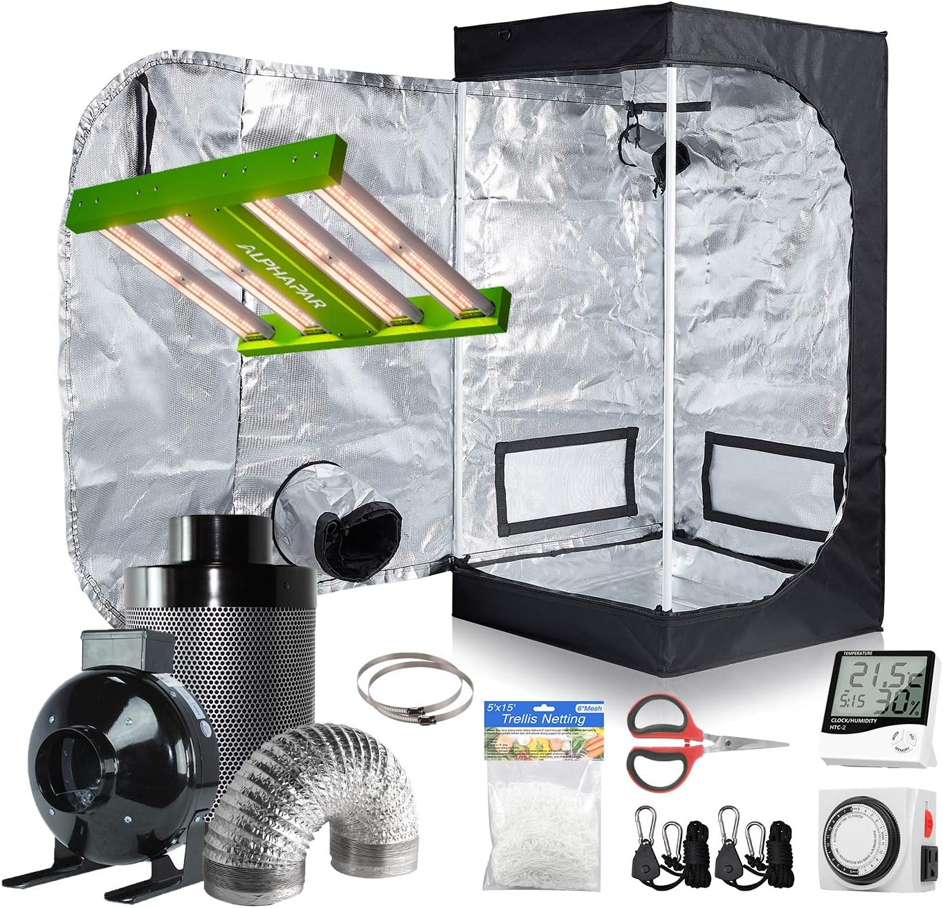 24"x24"x48" Indoor Grow Tent Complete Kit with Air