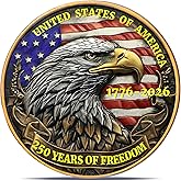 USA 250th Anniversary Commemorative Coin - American Eagle & Patriotic Symbols Collectible - America 250 Merchandise for Celebration & Gifting (1776-2026) (250 Eagle)