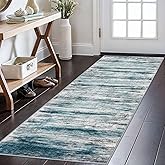 KOZYFLY Modern Abstract Hallway Runner Rug, 2x6 Washable Rug Runner Non-Slip Soft Striped Kitchen Runner Rugs, Print Blue Car