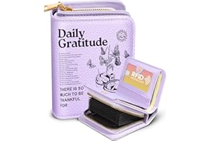 Bistup Credit Card Holder Wallet for Women Cute Leather Ladies Teen Girls Female Cardholder Wallets Accordion Purse Small Medium Aesthetic Print Butterfly Unique Modern Rfid Zipper Around