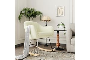 TIOUTBOT Nursery Rocking Chair, Upholstered Glider Rocker with Cozy Cushion Armchair, Modern Rocking Accent Chairs with Rubber Wood Leg Hold UP to 350LB for Nursery, Living Room, Bedroom, Offices, Beige