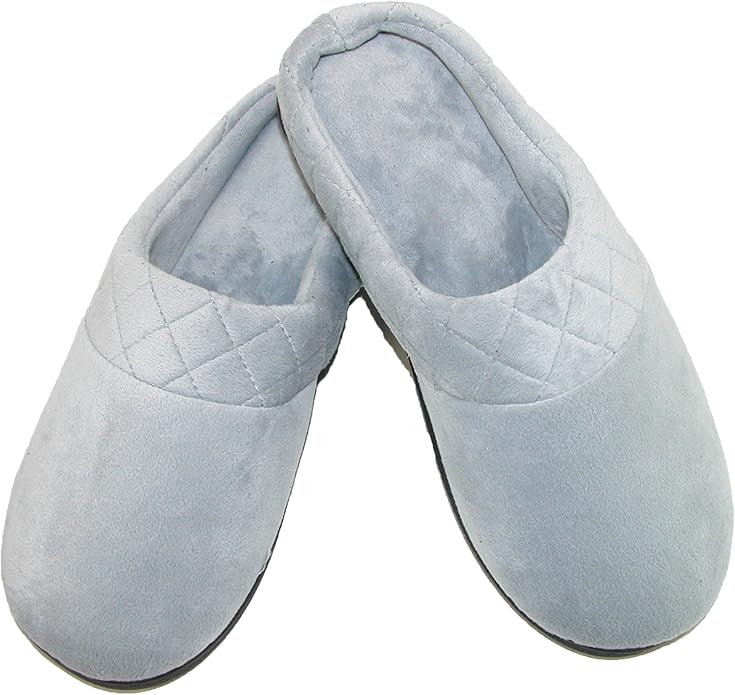 Amazon.com | Dearfoams Womens Velour Quilted Clog Slippers (Large, Medium Grey) | Slippers