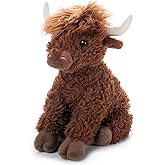 The Petting Zoo Highland Cow Plushie Stuffed Animal, Gifts for Kids, Wild Onez Wildlife Animals, Brown Cow Plush Toy, 12 inches