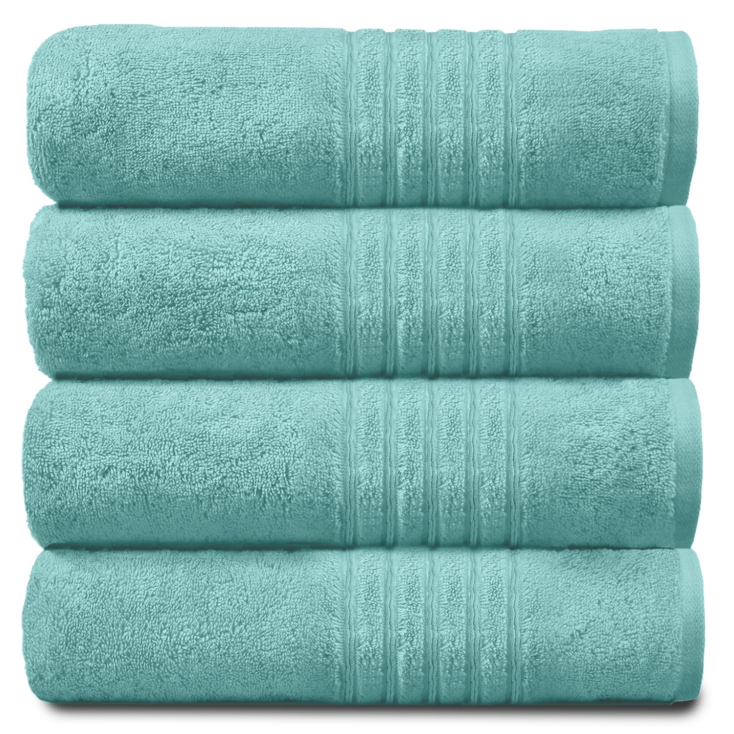 GC GAVENO CAVAILIA Luxury Pack Of 4 Bath Sheets, 100% Egyptian Cotton Towels, 450 GSM Quick Dry Towel, Aqua, 80X140
