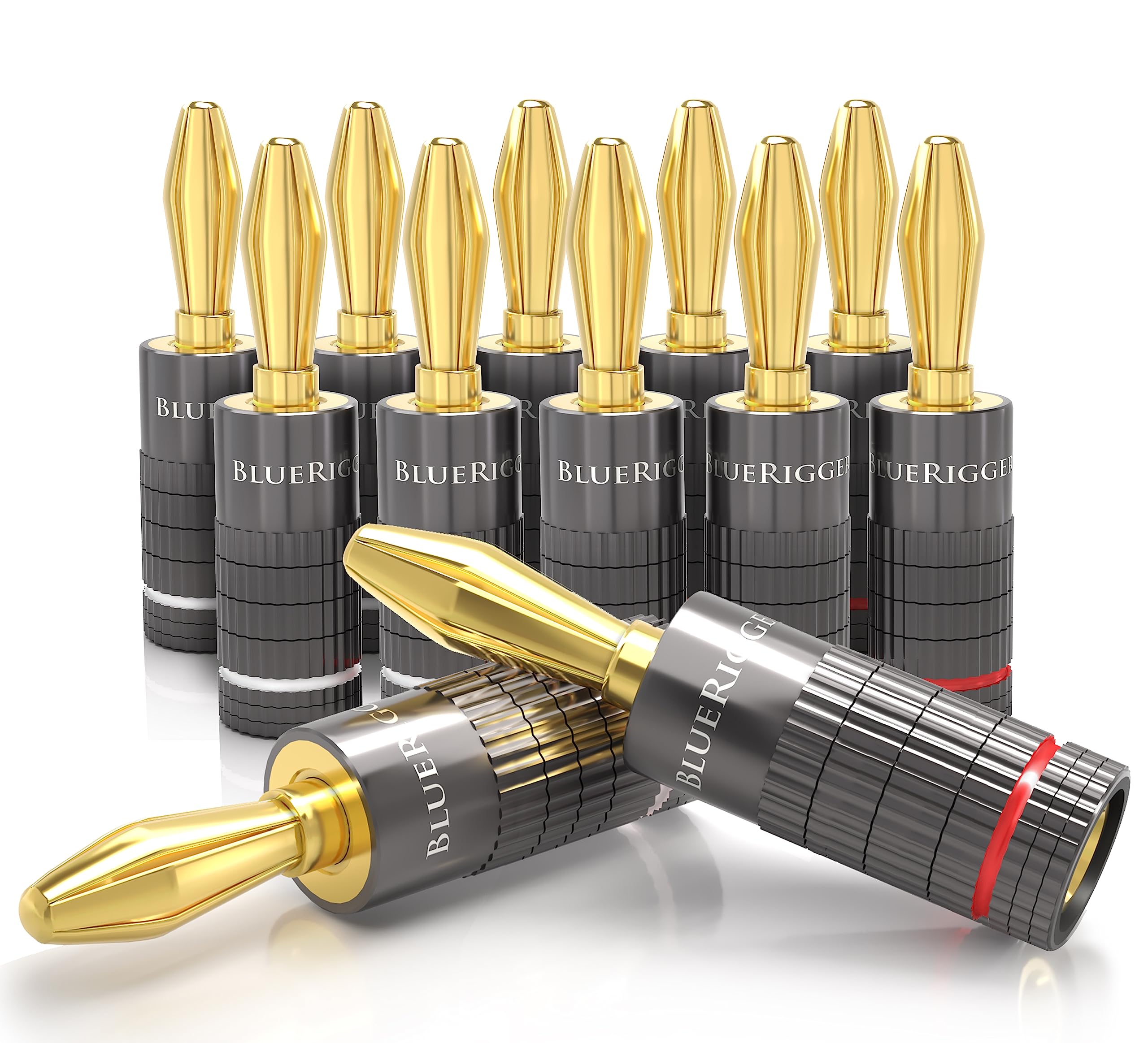 BlueRigger Banana Plugs 6 Pairs / 12 pcs (Closed Dual Screw) - 6 Pack Gold Plated Speaker Plugs Connector for Speaker Wire, Amplifier, Receiver, Banana Wall Plate, Home Theater โ image 1