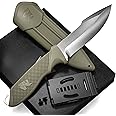 ODENWOLF WOLF-II Full Tang Survival Knife with Sheath and Multi Lok - Strong Tactical Fixed Blade Knife - Made of D2 Steel - Bushcraft and Camping Knife - EDC Outdoor Knife with TPE Handle
