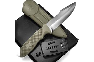 ODENWOLF WOLF-II Full Tang Survival Knife with Sheath and Multi Lok - Strong Tactical Fixed Blade - Made of D2 Steel - Bushcraft and Camping Knife - EDC Outdoor Knife with TPE Handle