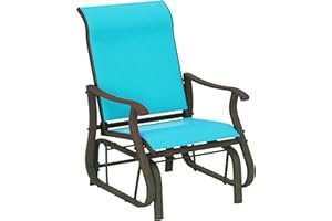 Outsunny Outdoor Glider Chair, Gliders for Outside Patio with Steel Frame and Mesh Fabric for Backyard, Garden, and Porch, Blue