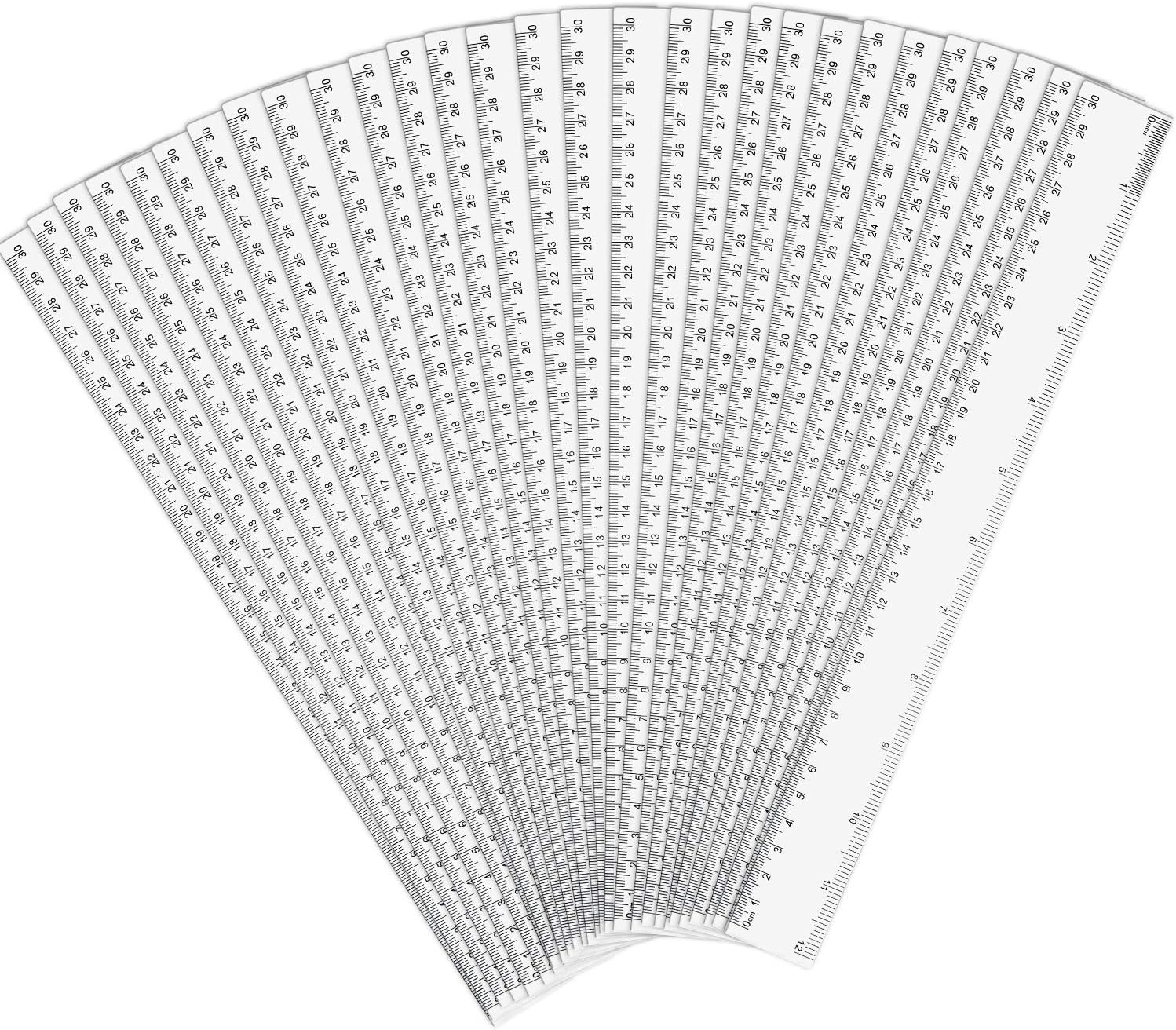 12 Inch Plastic Ruler Clear Ruler School Ruler with Inches and Metric Measuring Tool for Classroom, Home or Office (36 Packs)