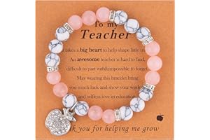 VICKHU Teacher appreciation gifts,Natural Stone teacher Bracelet gifts for women,thank you gifts for teacher meaningful gifts for women with gift message card