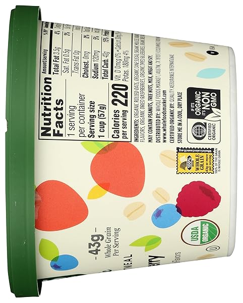 365 BY WHOLE FOODS MARKET, ORGANIC TRIPLE BERRY INSTANT OATMEAL, SINGLE SERVE, 2 OUNCE