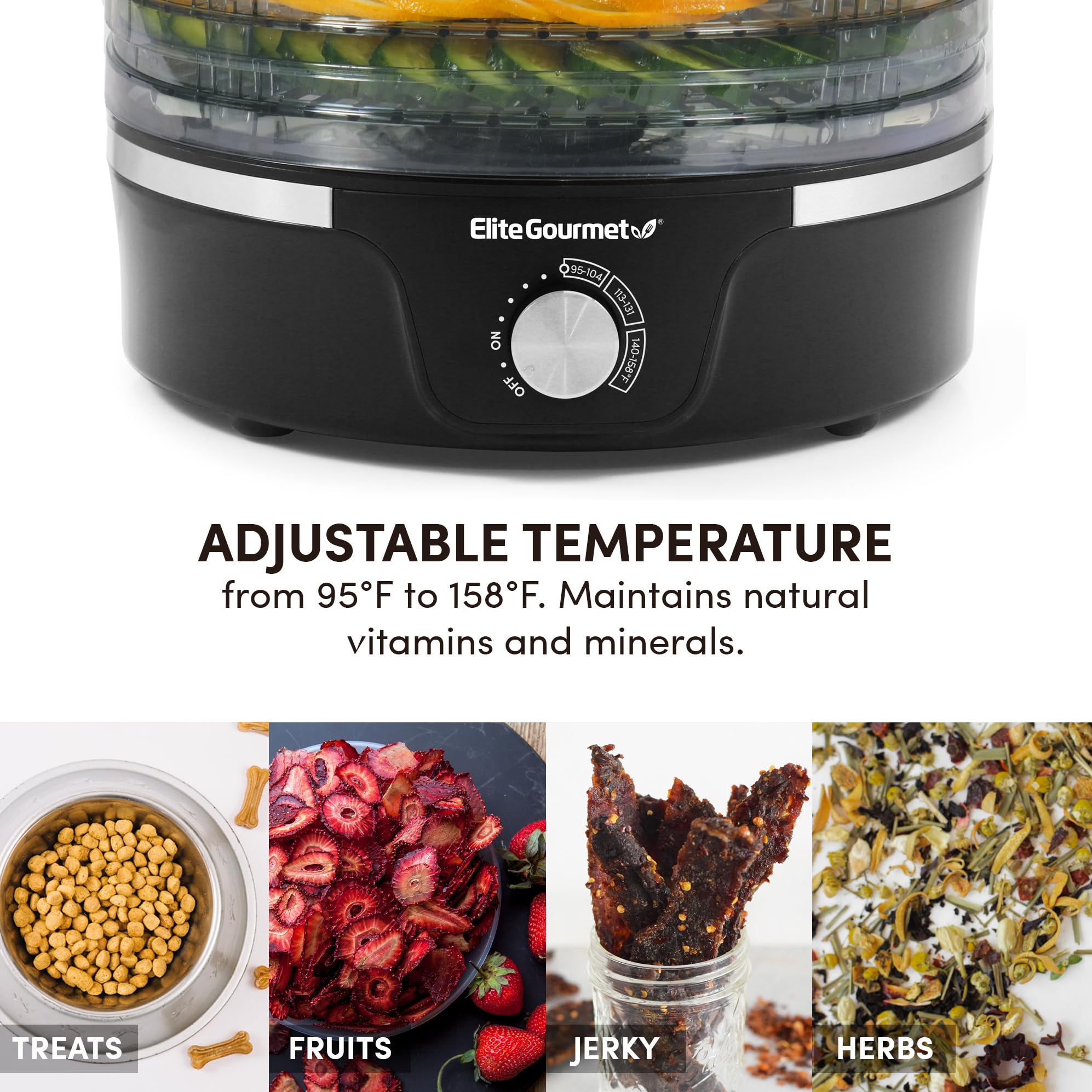Elite Gourmet EFD319 Food Dehydrator, 5 BPA-Free 11.4