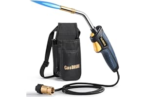 GASBRUH High Intensity Propane Torch Fuel by Propane,Map-pro,MAPP gas,Trigger-Start Reach Hose Torch Included Holster, 5FT Hose Torch, Propane Torch Head with Ignition,Soldering Torch Kit(Fuel not included)