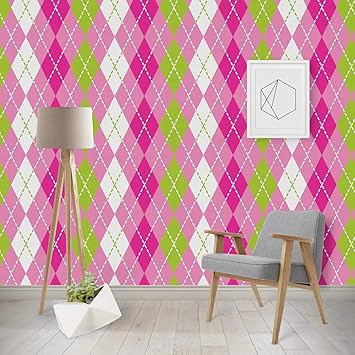 Amazon Com Rnk Shops Pink Green Argyle Wallpaper Surface Covering Peel Stick Repositionable Furniture Decor