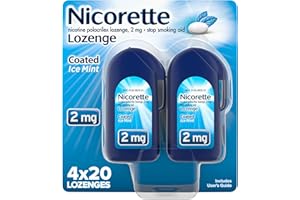 Nicorette 2 mg Coated Nicotine Lozenges to Help Stop Smoking - Ice Mint Flavored Stop Smoking Aid, 80 Count