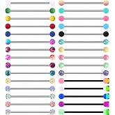EVELICAL 30Pcs 14G Stainless Steel Industrial Barbell Earrings for Women Men Cartilage Helix Body Piercing Jewelry 38mm 1&amp;1/2 Inch Piercing Bar