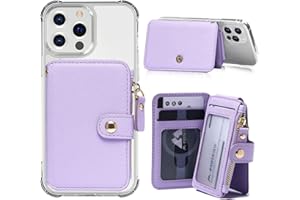 M-Plateau Phone Wallet Stick On, Credit Card Holder for Women Attachable 3M Sticker,Phone Card Holder Compatible with iPhone 14 pro case and Most Smartphones (Purple)