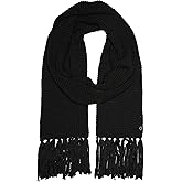Funky Junque Men’s Waffle Knit Scarf – Warm Winter Scarves for Men with Tassels, Soft Knitted Long Scarf for Cold Weather