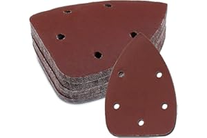 Cionyce 50 Pcs 800 Grit Mouse Detail Sander Sandpaper 5 Hole Mouse Sandpaper Hook and Loop Sander Pads Sanding Sheets for 140