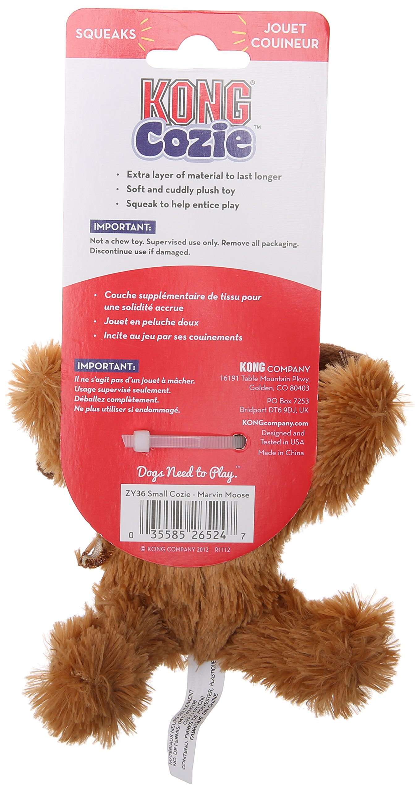 KONG Marvin Moose Cozie Dog Toy, Small