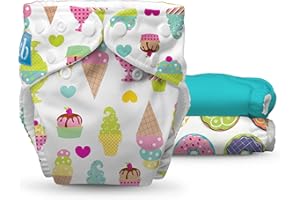 Charlie Banana Cloth Diapers, Reusable, Washable, Adjustable One Size Diaper, for Babies and Toddlers, with Absorbent Inserts - Yummy, 3 Pack