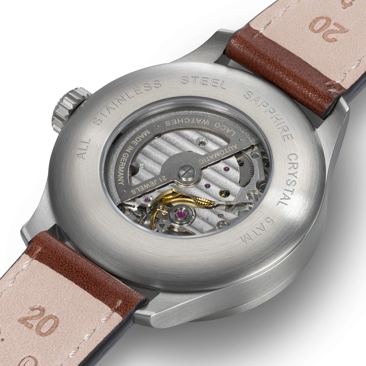 Laco Fliegeruhr, Automatikuhr, Edelstahlgehäuse, Saphirglas, 5 bar, Made in Germany 3