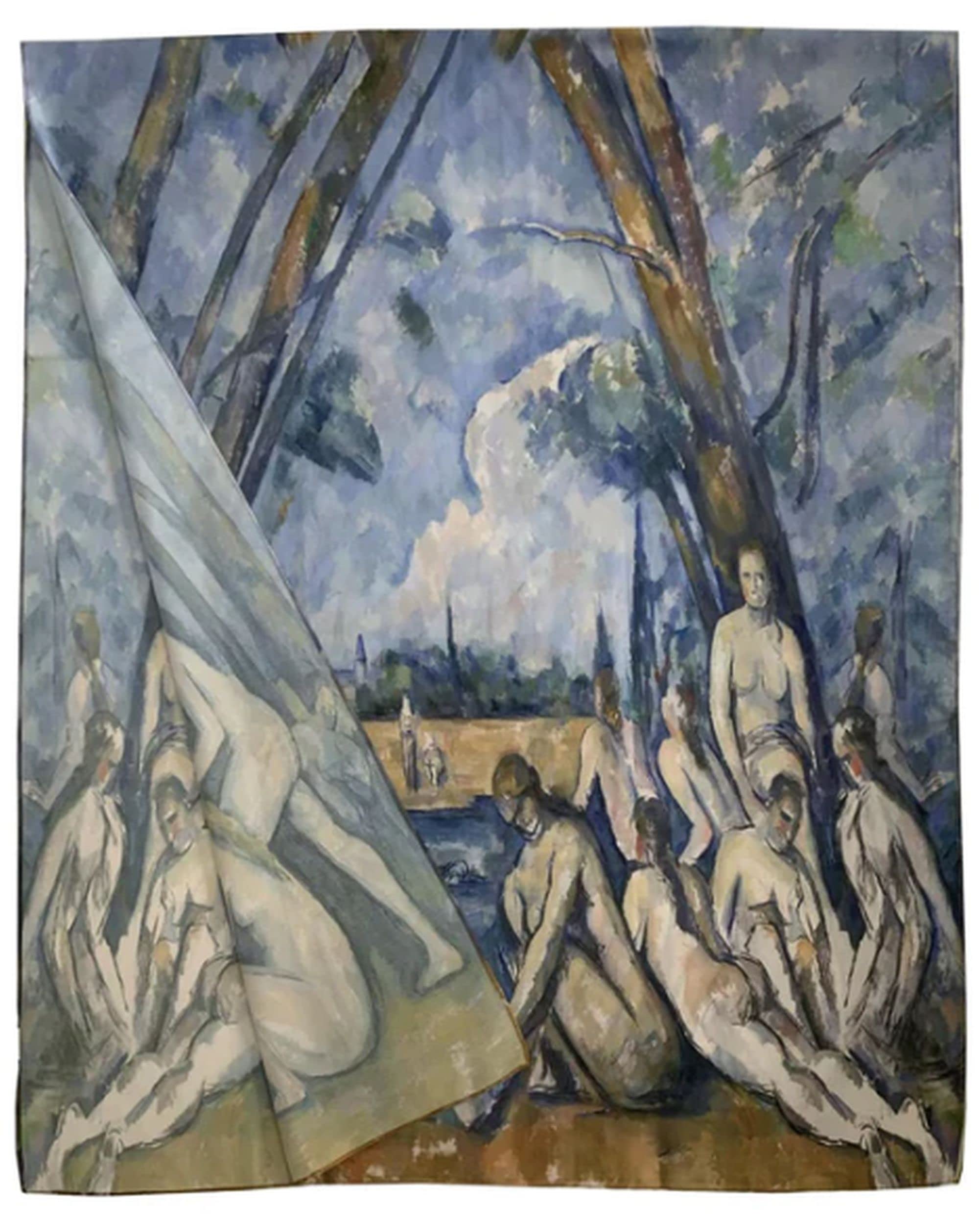 GFM® Women's Silk Blend Painting Or Art Based Summer Scarf (VSLK) (Cezanne-The Bathers)(FS-VSLK-3772-A)