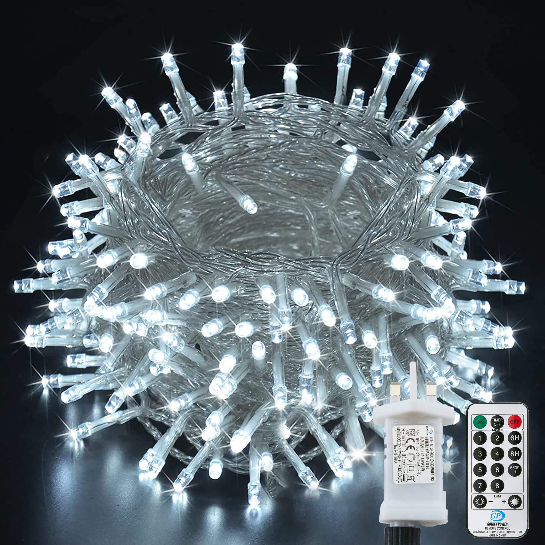 Lezonic String Lights Waterproof 22M 220LED, Plug-in Fairy String Lights Indoor/Outdoor, 8 Modes Christmas Tree Lights for Christmas Tree Wedding Party Bedroom Room Easter Decorations (Cold White)