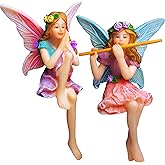 Mood Lab Fairy Garden Sitting Fairy Figurines, Miniature Fairy Garden Decor Set, 2-Piece Indoor & Outdoor Decor