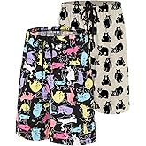 ENJOYNIGHT 2 Pack Mens Pajama Shorts Cotton Sleep Bottoms with Pockets & Drawstring