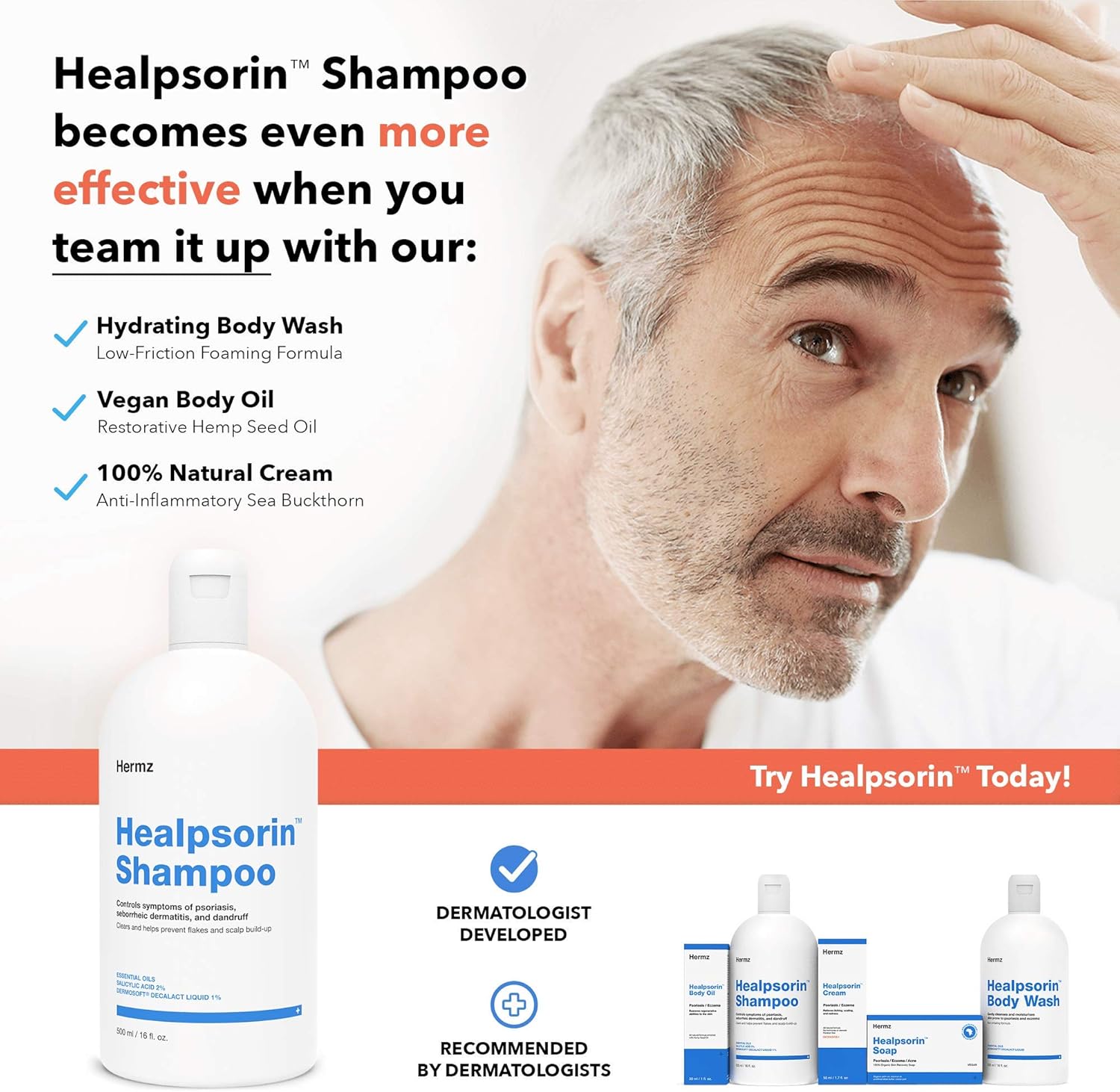 Healpsorin Psoriasis Anti Dandruff Shampoo. Flaky Scalp Psoriasis Treatment. Helps with Eczema - Image 5