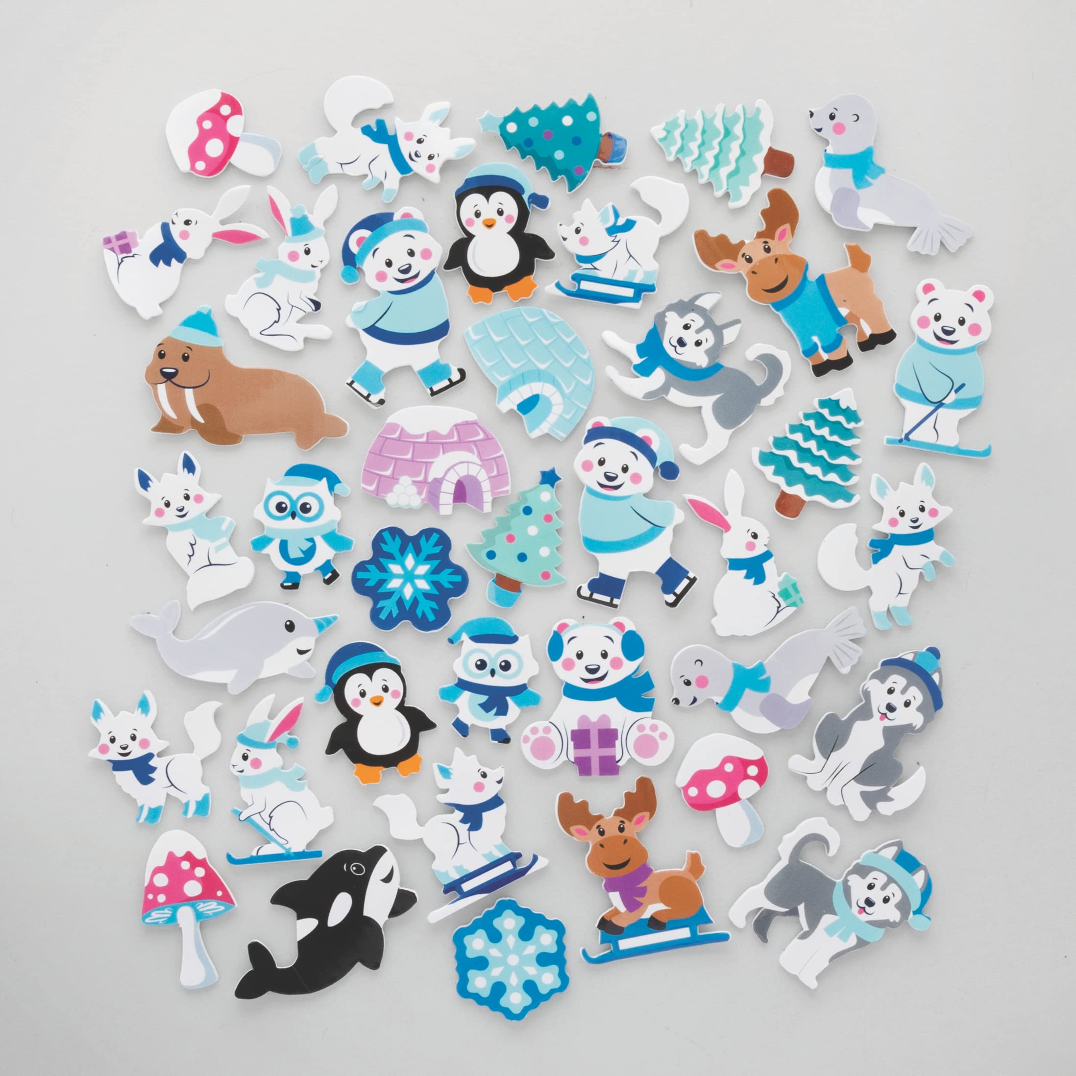 Baker Ross FC268 Arctic Pals Foam Stickers - Pack of 200, Kids Stickers, Ideal for Children's Arts and Crafts Projects, Great for Card Making and Scrapbooking
