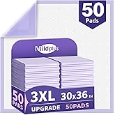 110 Grams Heavy Duty Bed Pads 30''X36'', 50 Count MILDPLUS Purple Disposable Underpads with Anti-Slip Film, Extra Large Chucks Pads, 3X Thicker Incontinence Pads for Adults, Kids or Pet