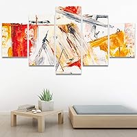 SIGNWIN 5 Panel Canvas Wall Art Modern Art Abstract Brushstroke Closeup Expressionism Expressive Modern Multicolor Oil Painting for Home Decorations Ready to Hang - 60