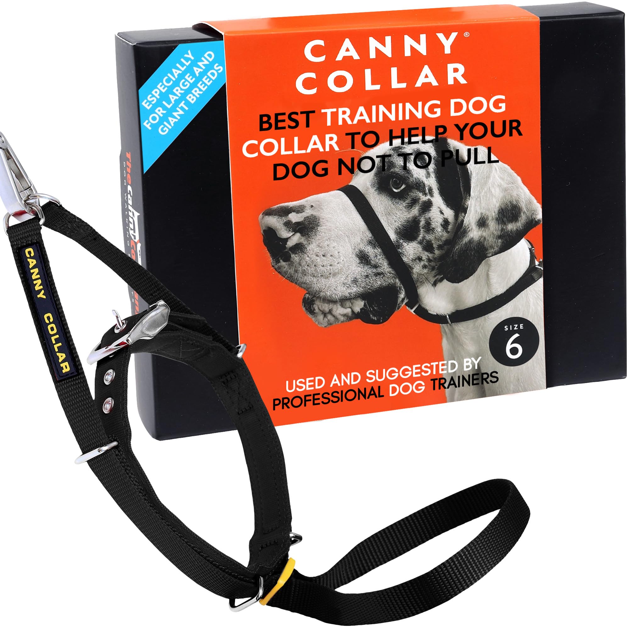 Canny Collar No-Pull Dog Headcollar | Train Your Dog To Stop Pulling & Walk On a Regular Collar & Loose Lead | Kind, Safe, Comfortable Training Aid | Black – Size 6 — image 1