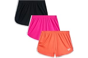 Reebok Girls Athletic Shorts - 3 Pack Active Performance Lightweight Mesh Dolphin Girls Shorts for Running Soccer Gym (7-12)