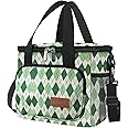 Femuar Lunch Bags for Women/Men, Insulated Lunch Bag for Work Office - Lunch Cooler Bag Leakproof Lunch Box with Adjustable Shoulder Strap - Green plaid