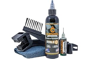 Clenzoil Chain & Sprocket Cleaning Kit - Chain Cleaner Lubricant Protectant (CLP) - Wet Lube Application, Dry Lube Performance - 4 oz Bottle, 0.5 oz Needle, Microfiber Towel & Chain Brush
