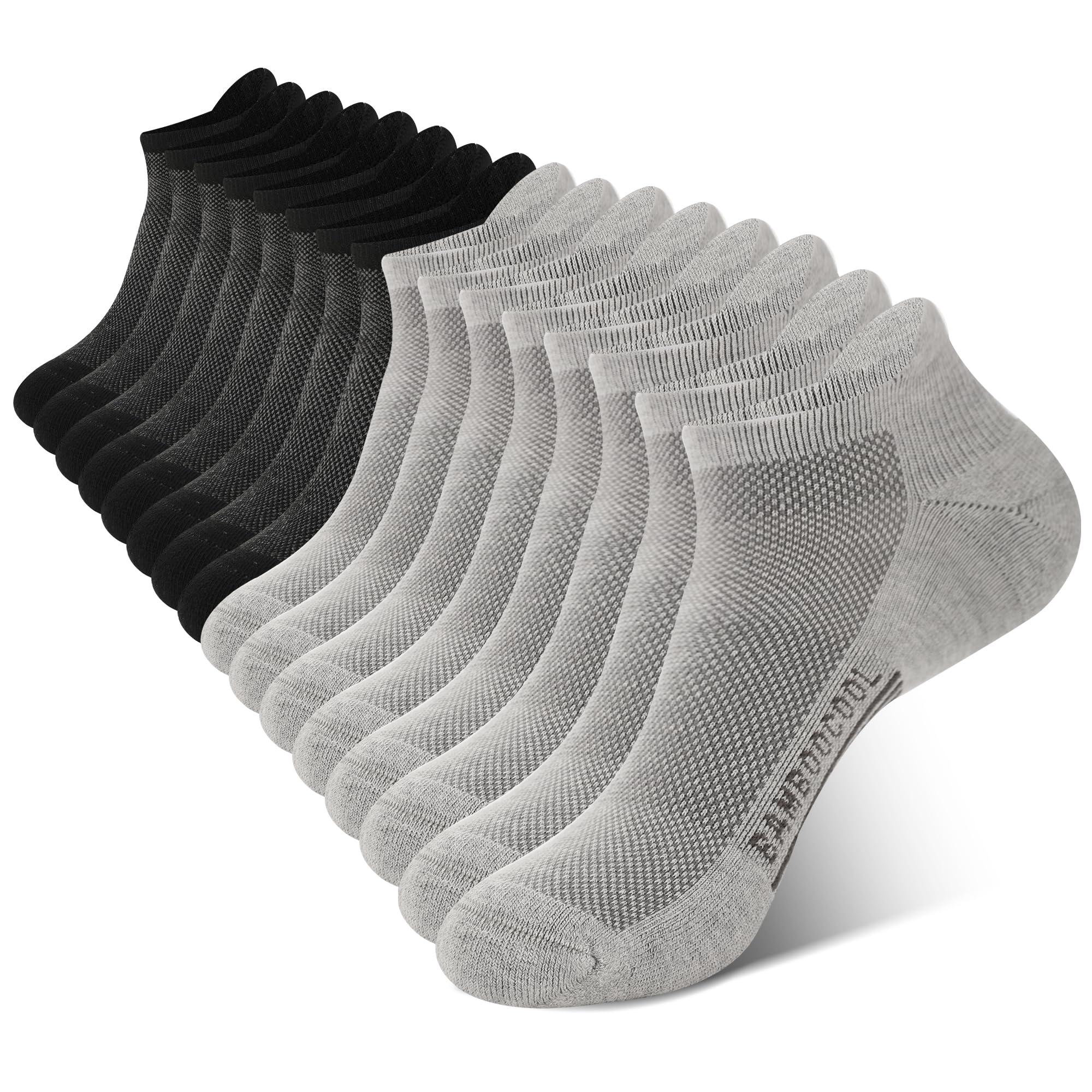 Photo 1 of BAMBOO COOL Men's Ankle Socks Athletic Cushioned Moisture Wicking, Running Socks Arch Support Breathable, Heel Tab 8 Pack
