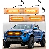 Direct-Snap LED Grill Lights for 2024 2025 2026 Toyota Tacoma Raptor Lights Front Grille Light Bar 4th Gen Tacoma Accessories (Amber, SR SR5 Only)