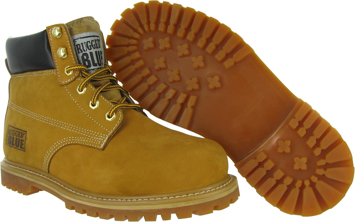 rugged blue work boots