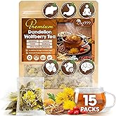 TOG999, Organic Dandelion Wolfberry Tea, 9 Herbal Ingredients, Traditional Recipe Tea for Kidney & Liver, Natural Dandelion, Wolfberry, Gardenia, Cassia Seed, Chrysanthemum, Licorice, Orange Peel