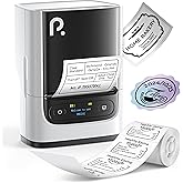 POLONO PM220S Label Maker Machine with Tape, 2 Inch Bluetooth Thermal Label Printer, Portable Sticker Printer for School, Office, Home, Business, Label Maker with 2'' x1.18'' Labels, White