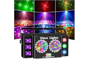 Aimeizi 6-in-1 DJ Party Lights, Professional DMX Control Stage Projector, 60+ Patterns, RGBY Beams, Disco Ball, Strobe, LED W
