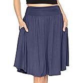 STRETCH IS COMFORT Women's and Plus Size Scoop Hem Flare Mid Length Skirt with Pockets | S-5X